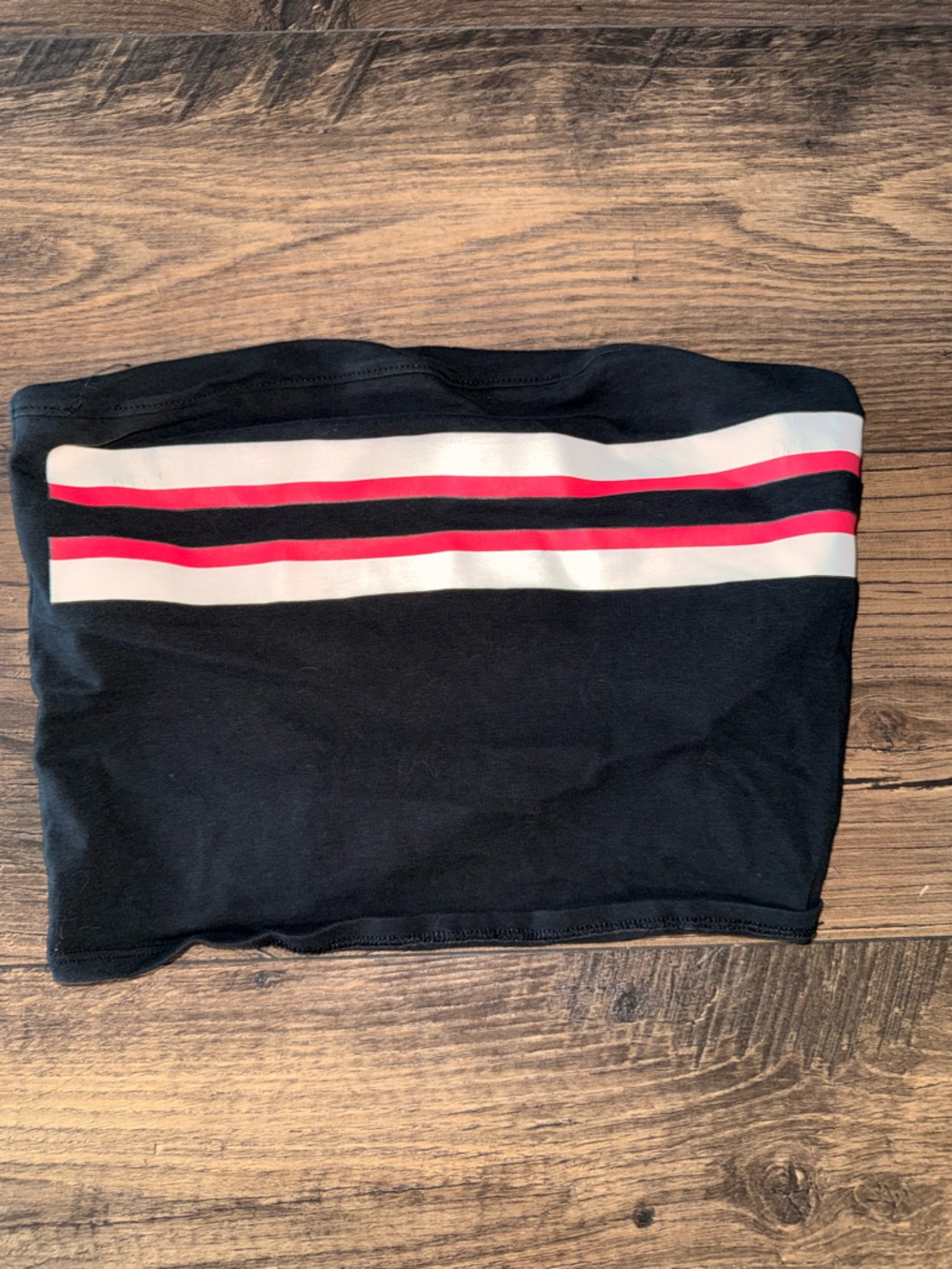 PINK Victoria's Secret Navy Blue Strapless Crop Top with Red and White Stripes